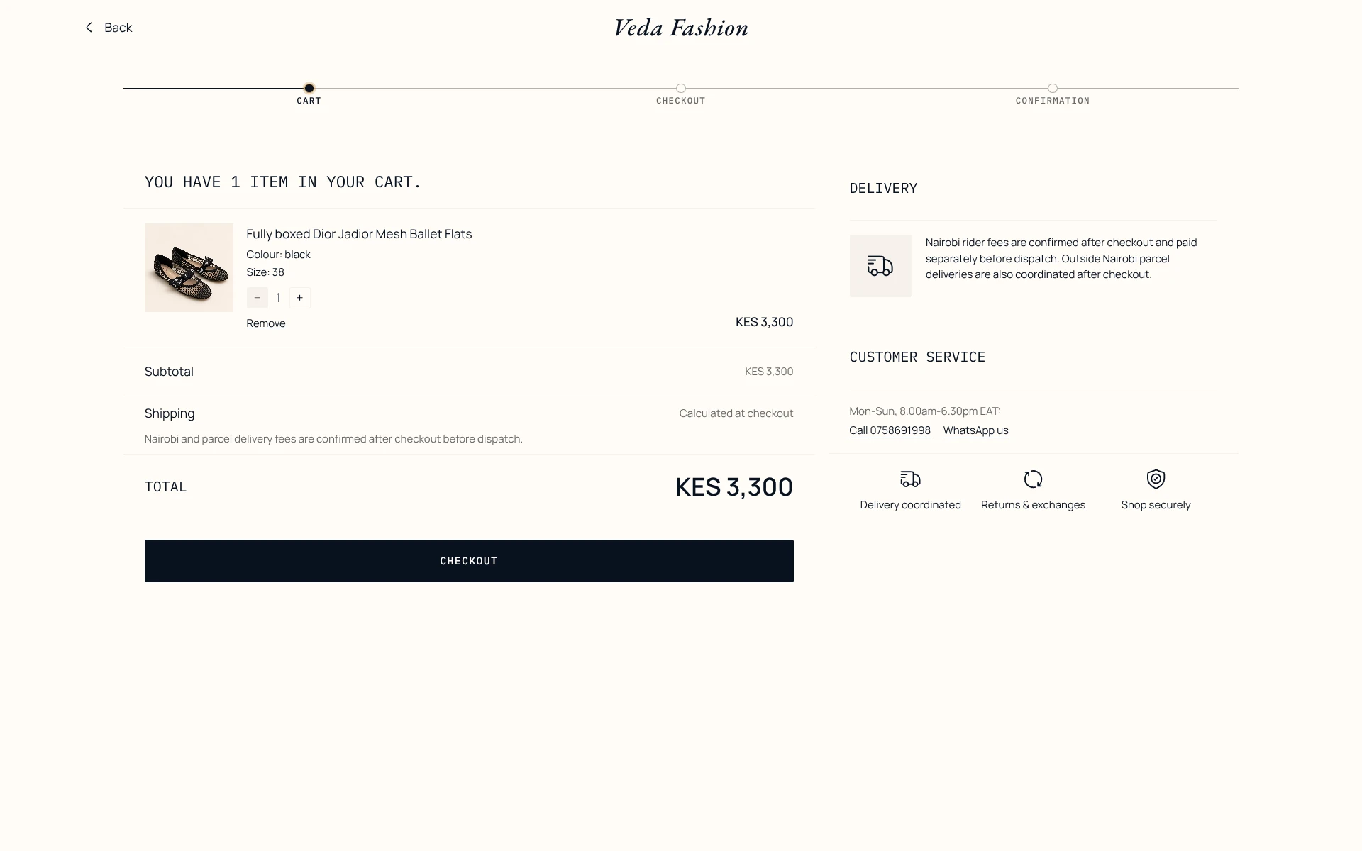 Veda Fashion customer management interface